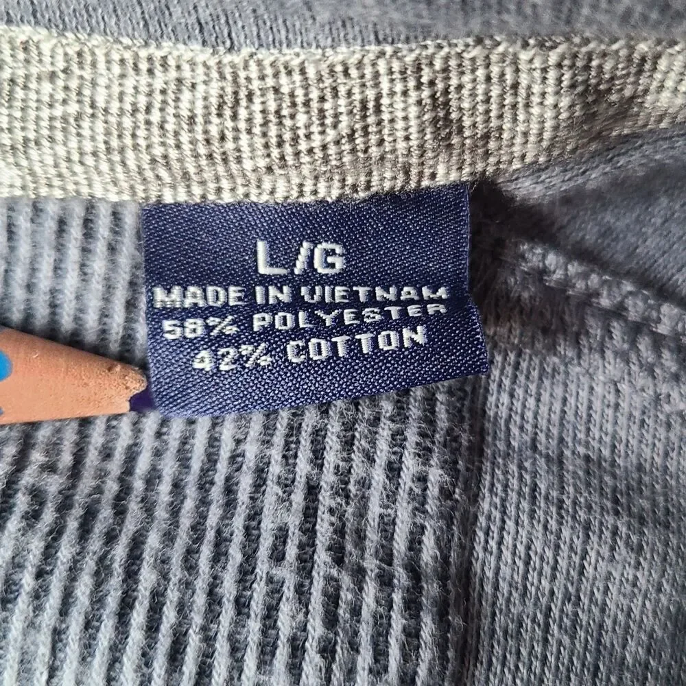 Tommy Bahama Mens L Gray Quarter Button Mock Neck Pullover Sweater Cotton Blend
